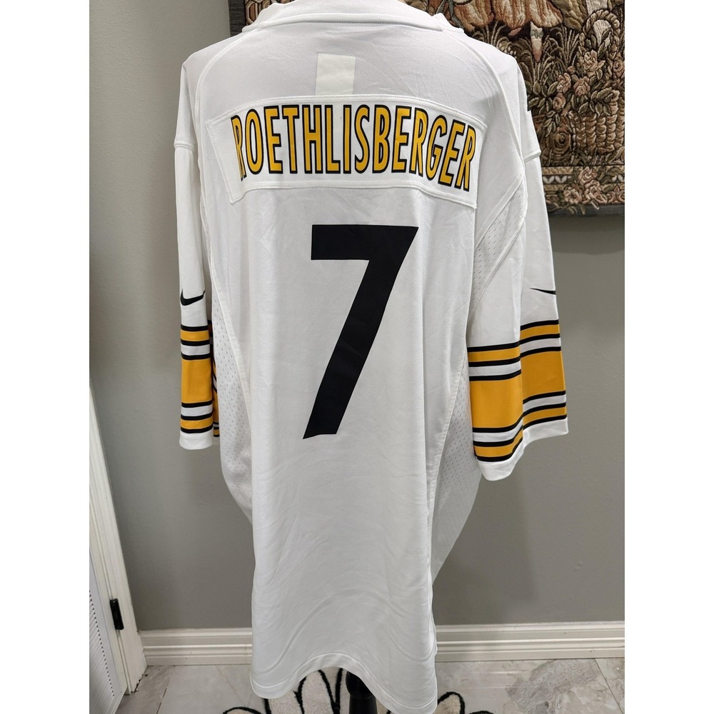 Pittsburgh Steelers Jersey Mens 2XL White NFL Football Nike Roethlisberger 7‎